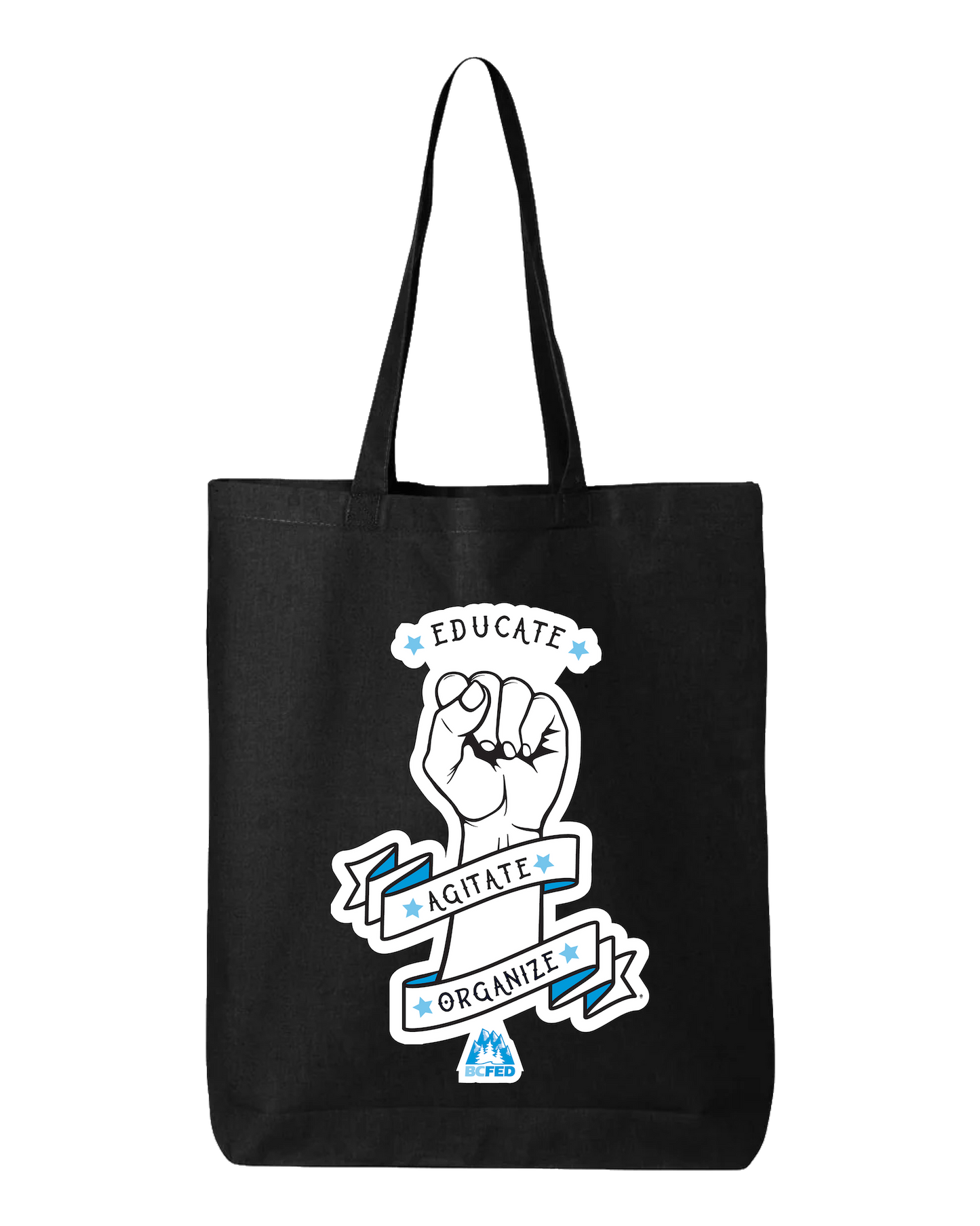 Black "Educate, Agitate, Organize" BCFED Tote Bag