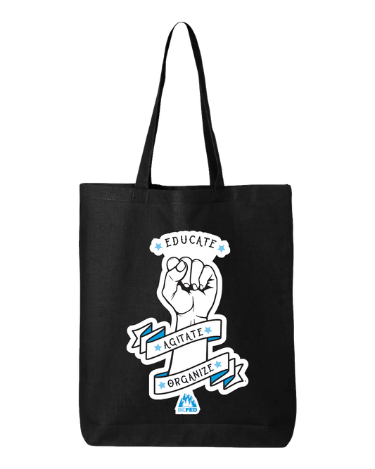 Black "Educate, Agitate, Organize" BCFED Tote Bag